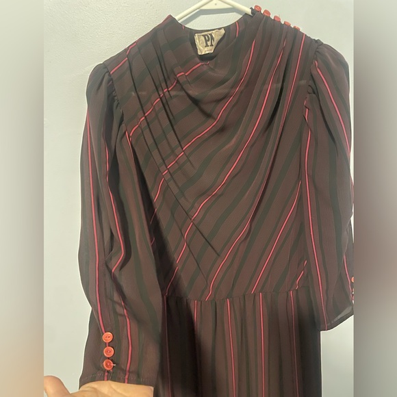 Elegant pink and black Striped Dress - Picture 2 of 5